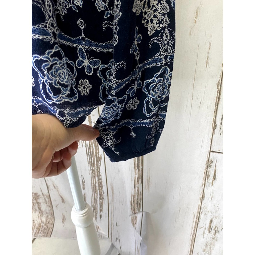 Altar'd State Dark Blue Butterfly Floral Blouse - Picture 3 of 5